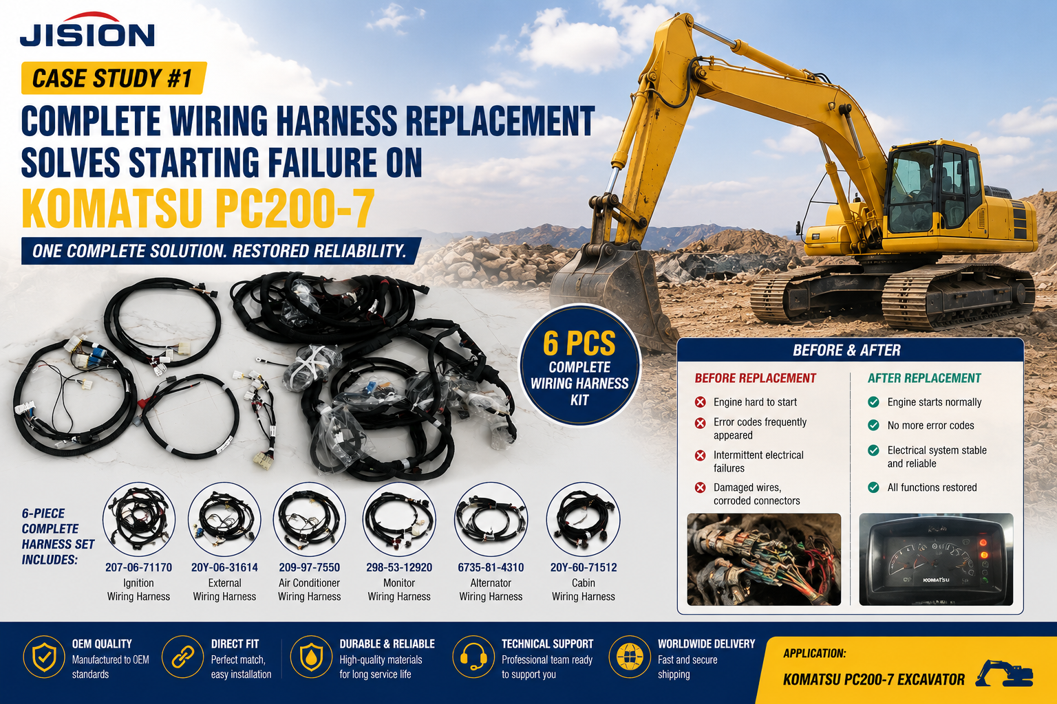 Latest company case about Customer Replaced Entire Wiring Harness on Komatsu PC200-7 and Solved Starting Failure